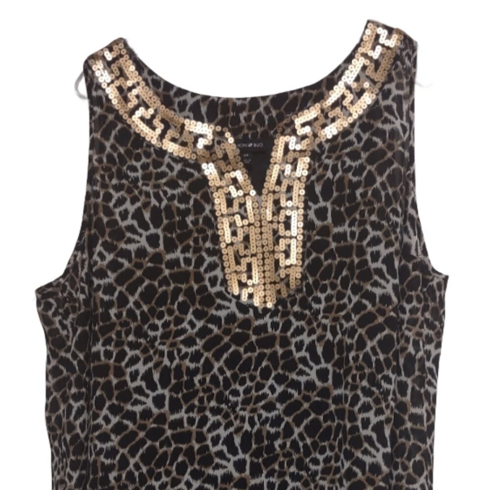 Gold Trim Woman's Leopard Flowy Tank. New! 22